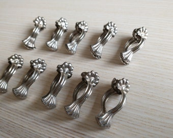 Set of 10 Small Cafe Curtain Clips / Window Treatments / Silver / Victorian Ornament