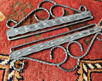 Pair Small Norwegian Tapestry Hangers/Wrought Iron/Bell Pull