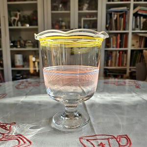 Lovely Stripped Glass Bowl/Footed Vase/Nostalgia