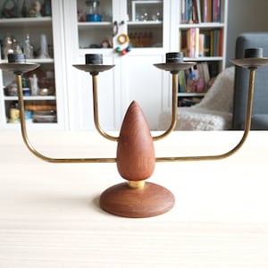 Mid-century Scandinavian Teak Candlestick Holder / Christmas Ornament / Nordic