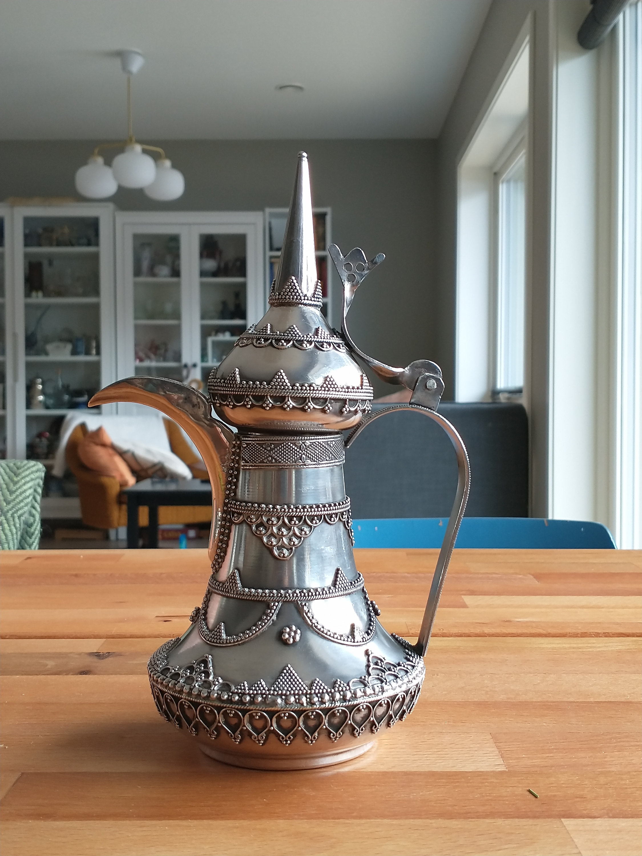 アンティーク　アーチェリーポット ダラー、アラビアコーヒーポット、925 シルバー、アンティーク