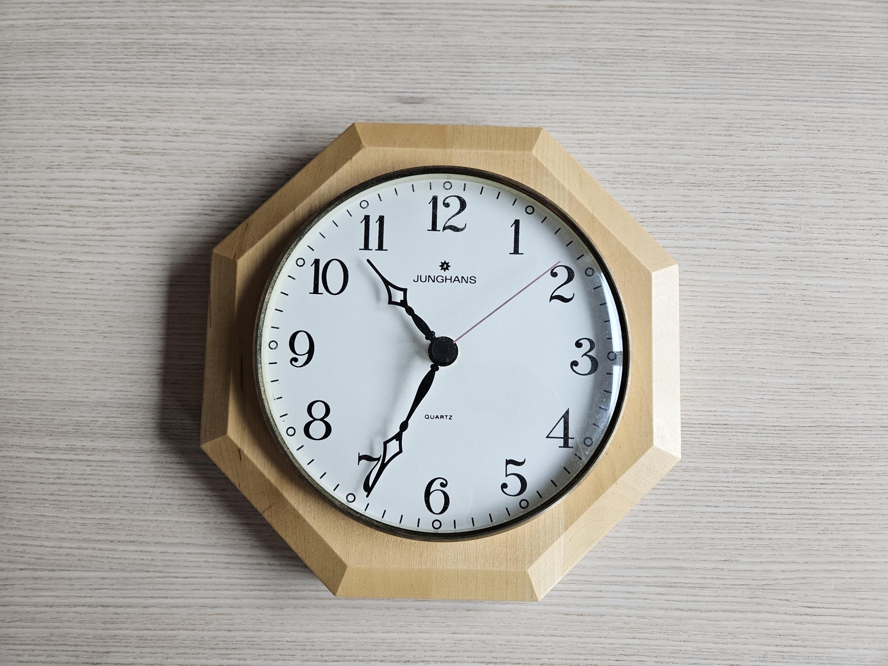 Junghans Germany Vintage Octagon Wall Clock: Minimalist Decor