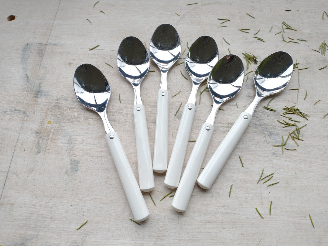 Set of 6 Hackman Finland White Dessert Spoon/mid-century Finnish