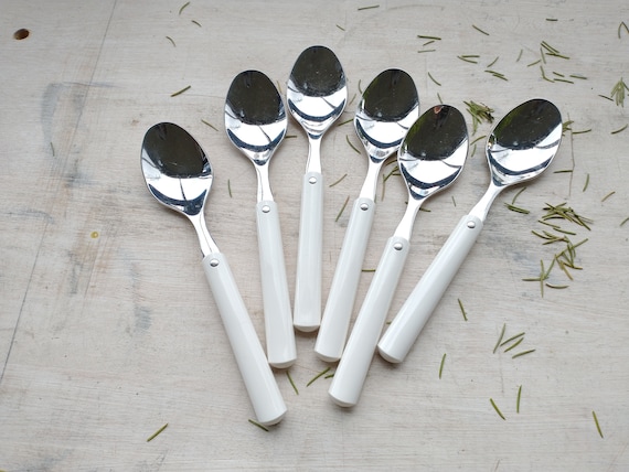 HACKMAN デザートスプーン ビンテージ フィンランド 6本set Set of 6 Hackman Finland White Dessert Spoon/mid-century Finnish