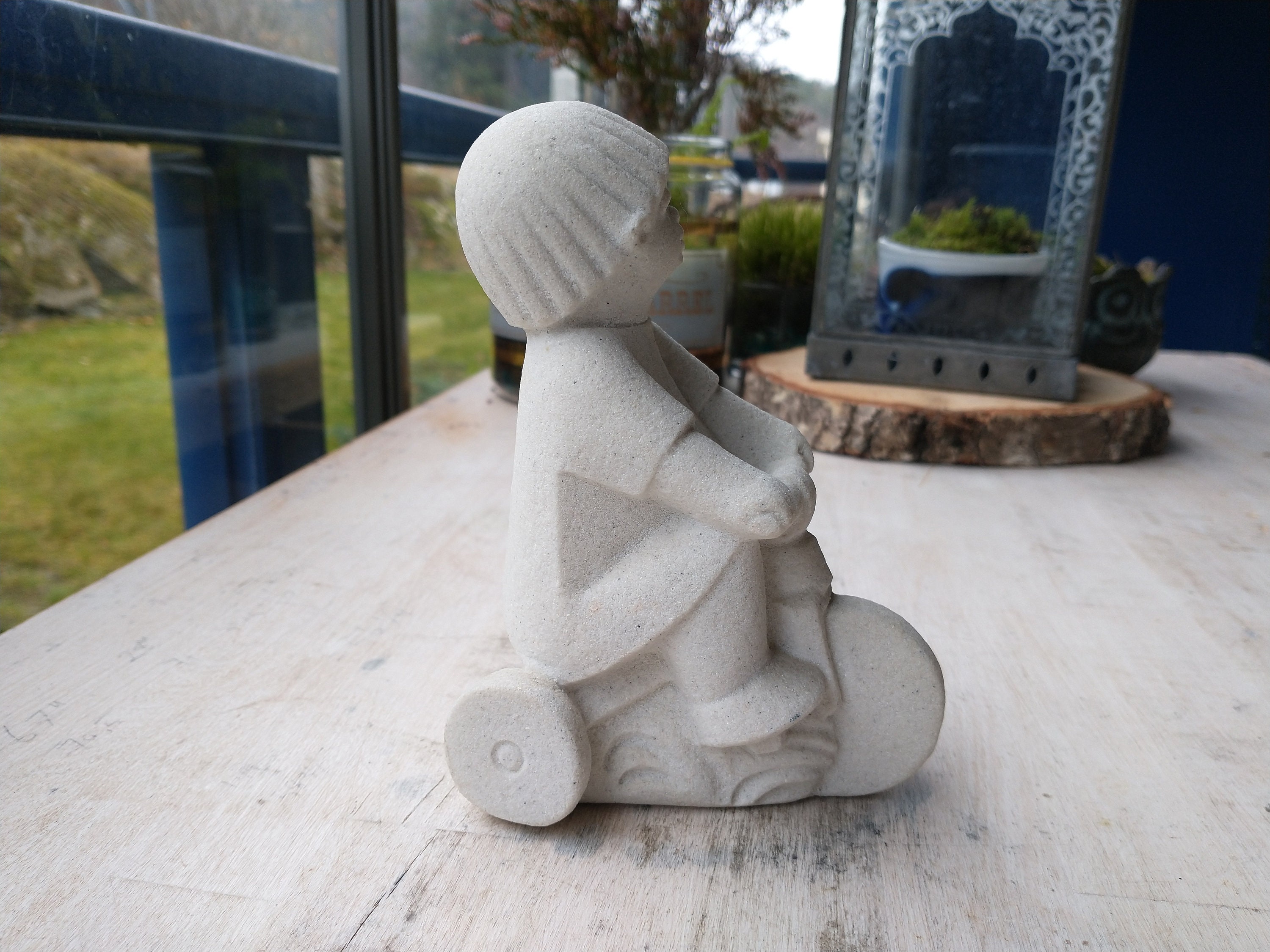 Marbell Stone Art Belgium Child and Tricycle Etsy