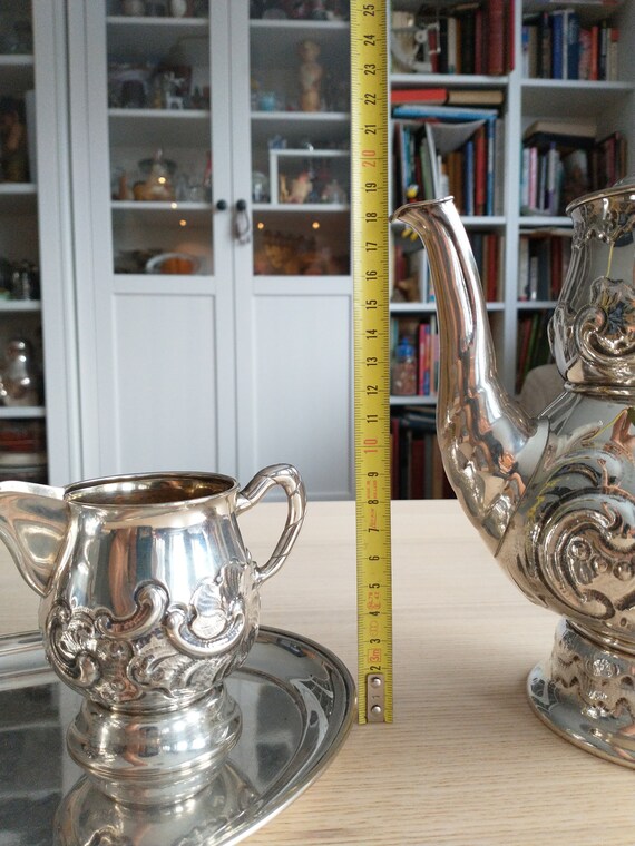 Norwegian Antique 830 Silver Baroque Tea and Coffee Set / J