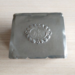 Small Norwegian Pewter Jewelry Box, Monogram, M N, 24 12 33, Christmas Gift
