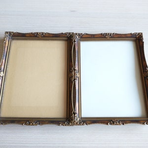 Pair Classic Scandinavian Bronze Color Picture Frames / Wall Decor / Wedding Gift / Vintage