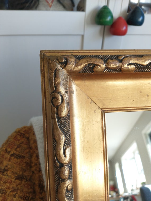 Specchio da parete in legno dorato oro massiccio, patina -  Italia