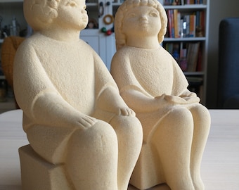 Paar Marbell SteinKunst Belgien Buchstützen, Mid-Century Statuen, Geschenk