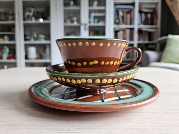 Potteriet Røros Norway/pottery Cup and Plates/nostalgia - Etsy