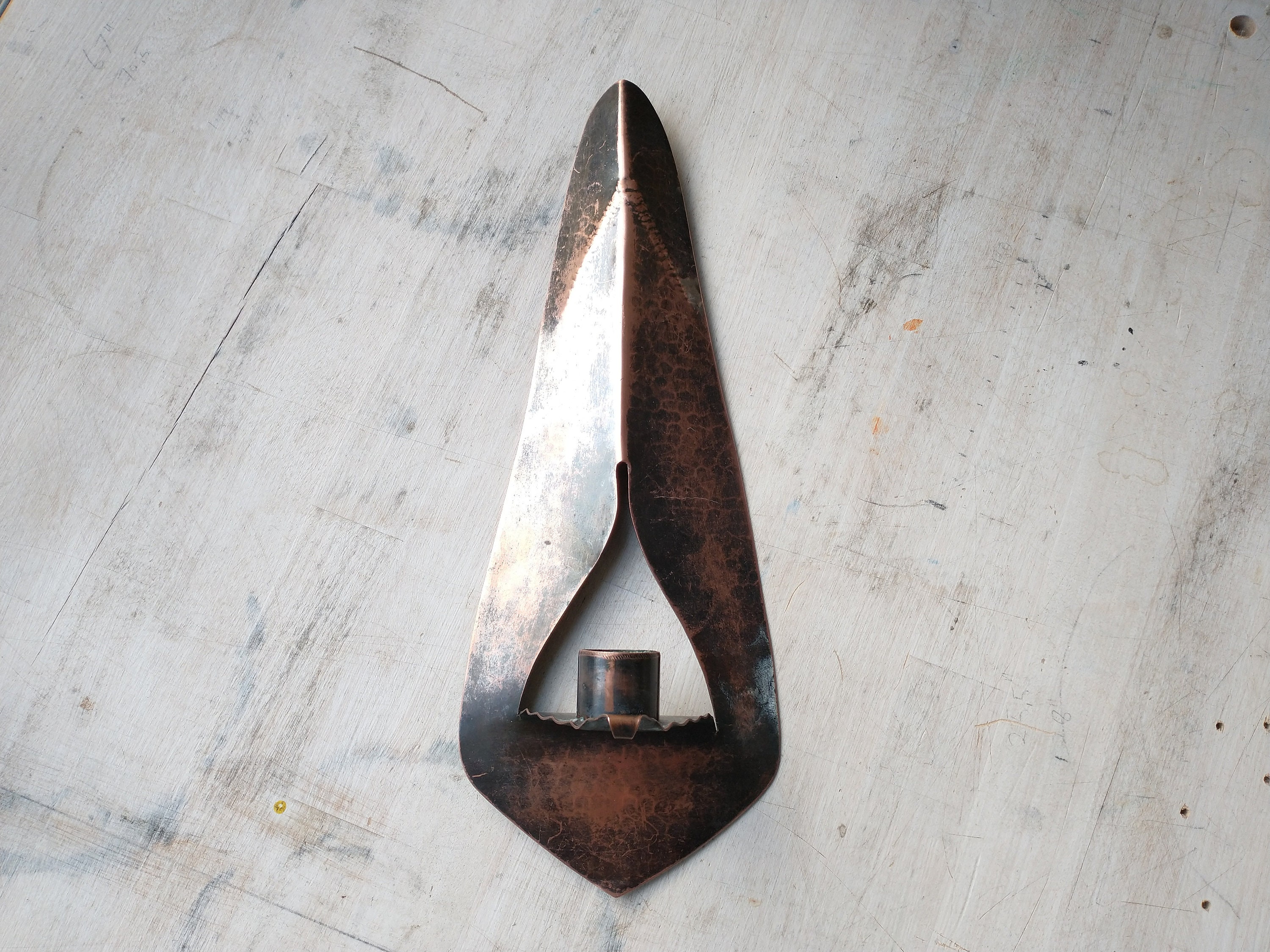 Unique Hammered Copper Candle Sconce Etsy