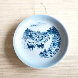 B & G Denmark, Little Blue White Tray, Deers In the Foreset, HARALD WIBERG