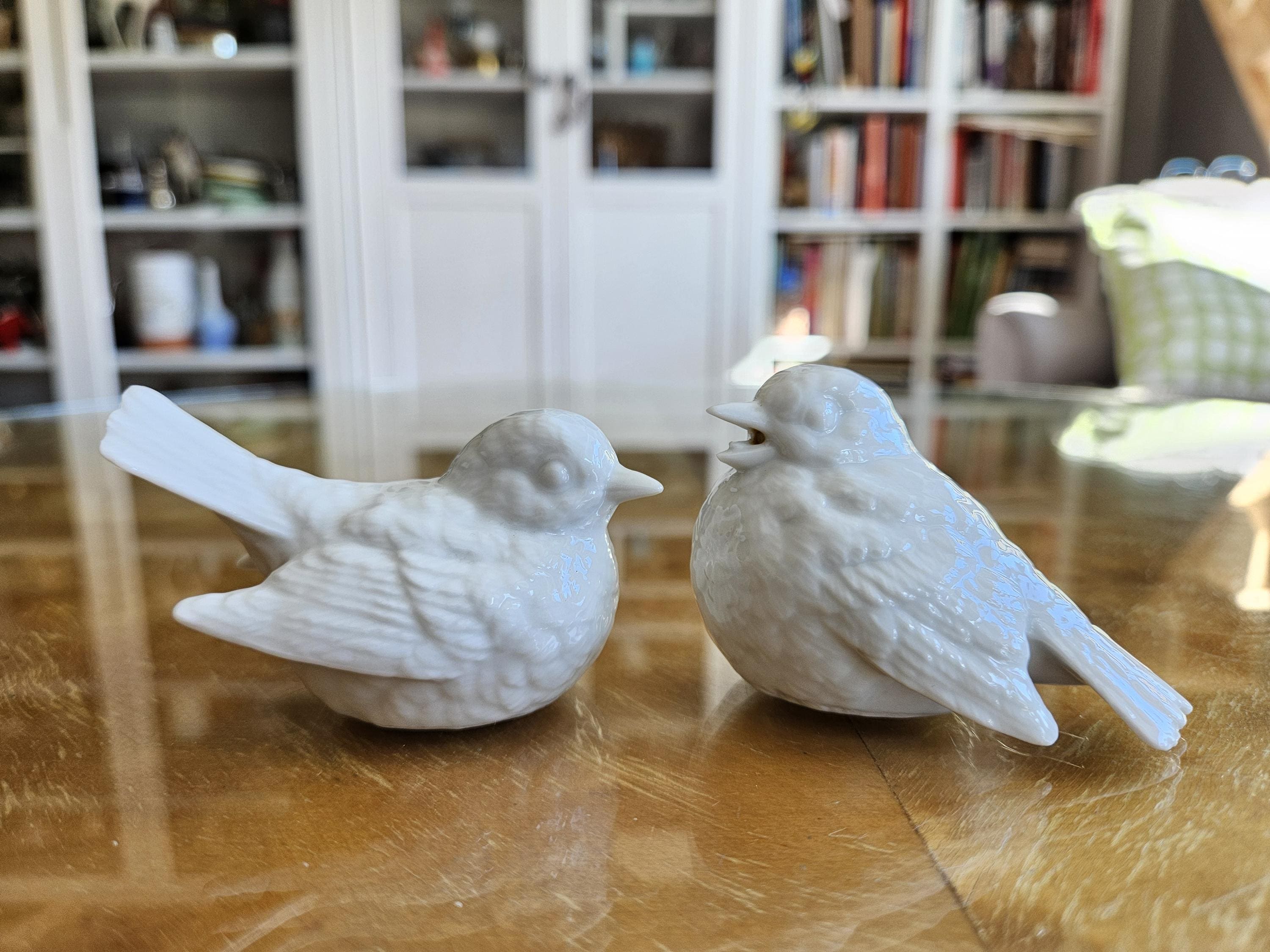 Salière & Poivrière En Céramique Forme Oiseaux D’Amour – Blanc – Faveur Mariage Élégante – Cadeau Petit Mariage