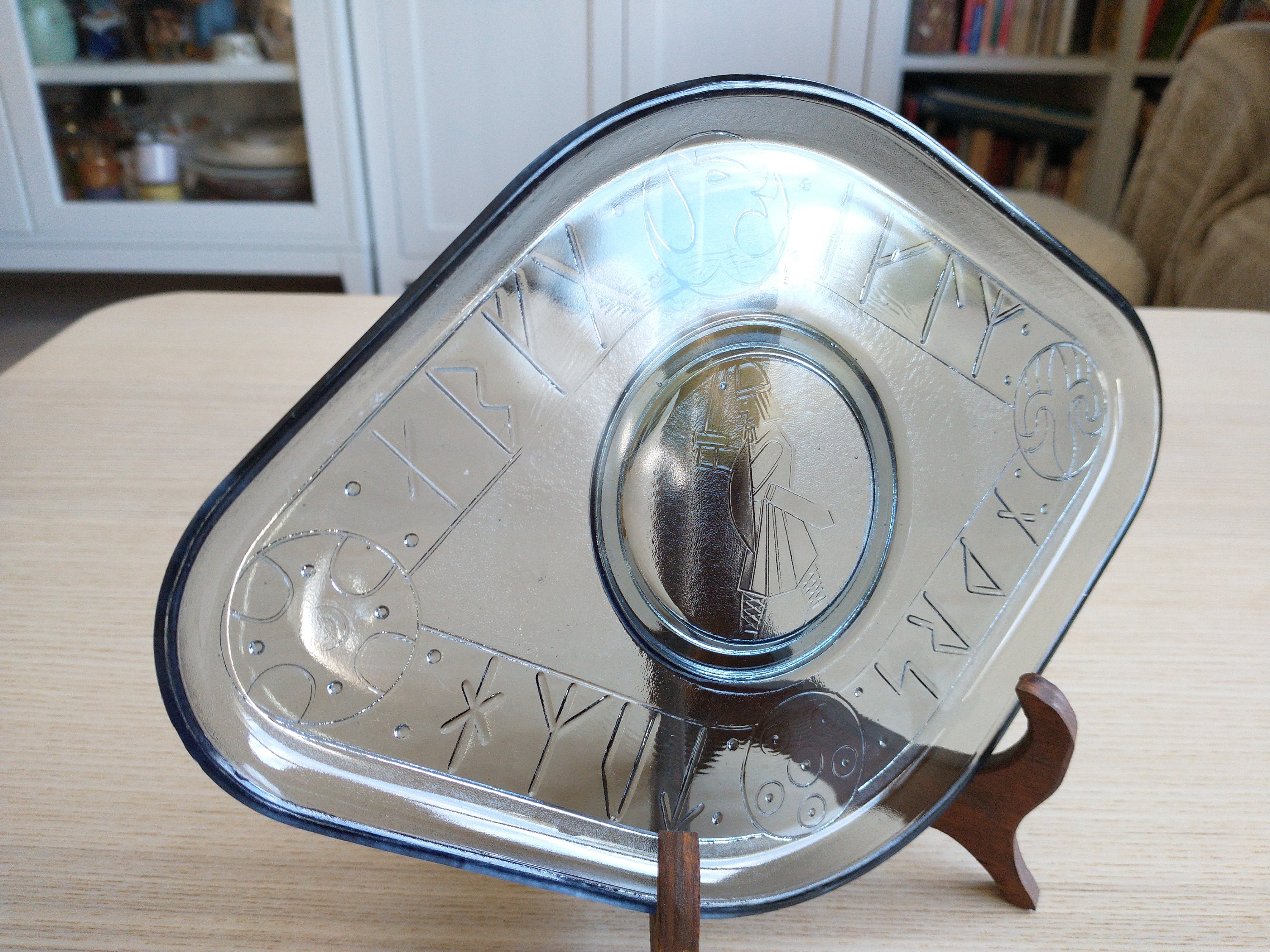 Scandinavian Viking Glass Plate / Diamond Shape / Smoked Glass