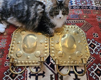 Pair Swedish Classic Candle Sconces in Brass / Victorian Ornament / Wall Decor / Wedding Gift