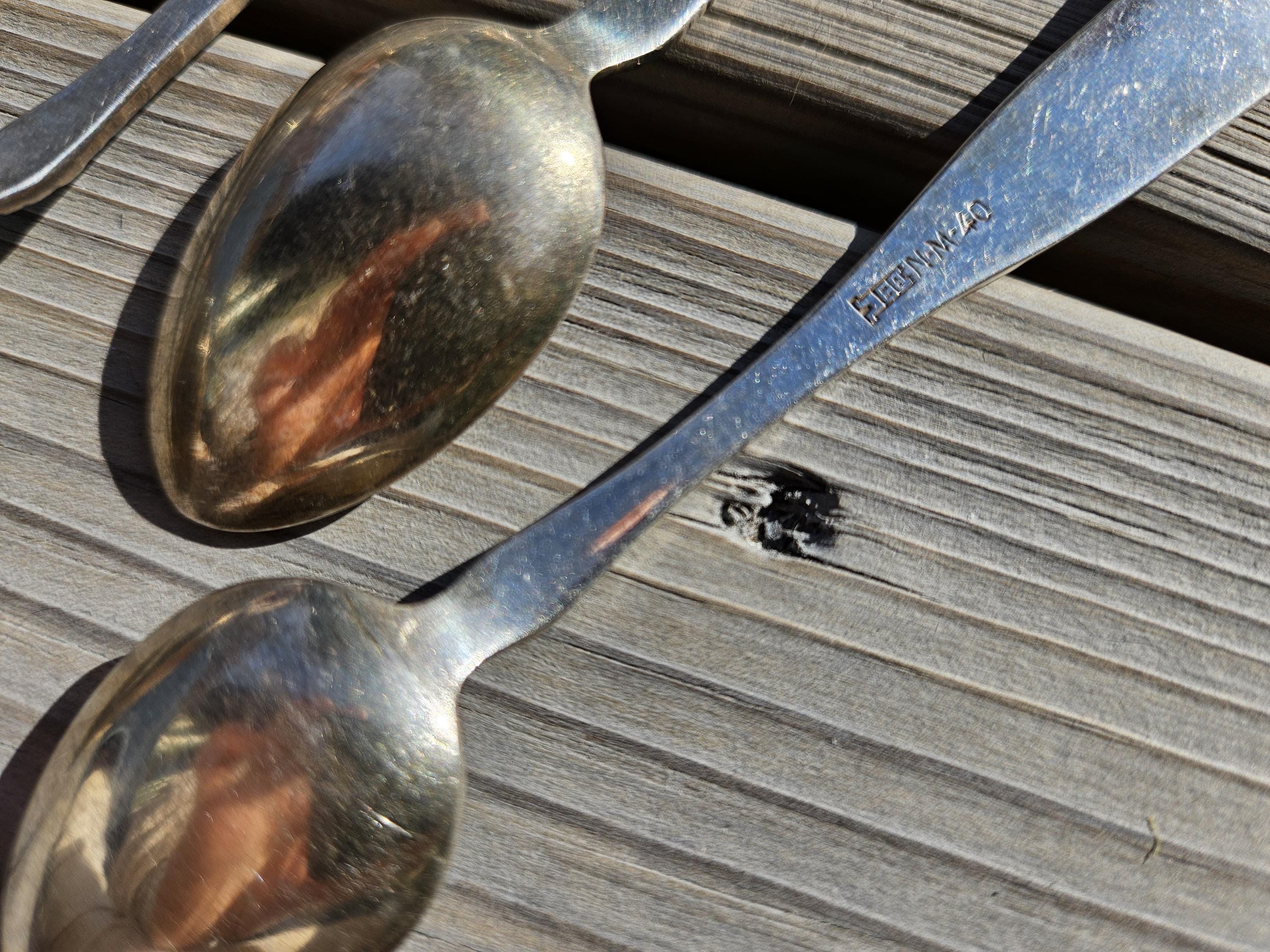 Vintage Norwegian Silver-plated Teaspoons: Set of 7, Folklore