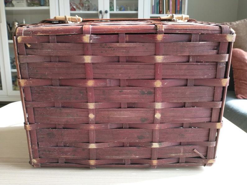 Japanese Bamboo Picnic Basket Asian Vintage Organizer Etsy