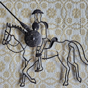 Rustikale Don Quijote Skulptur aus Schmiedeeisen/Manneshöhle Wanddekoration/Spanisches Landhaus aus Eisen