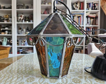 Small Scandinavian Stained Glass Pendant Light/Ceiling Light/Cabin