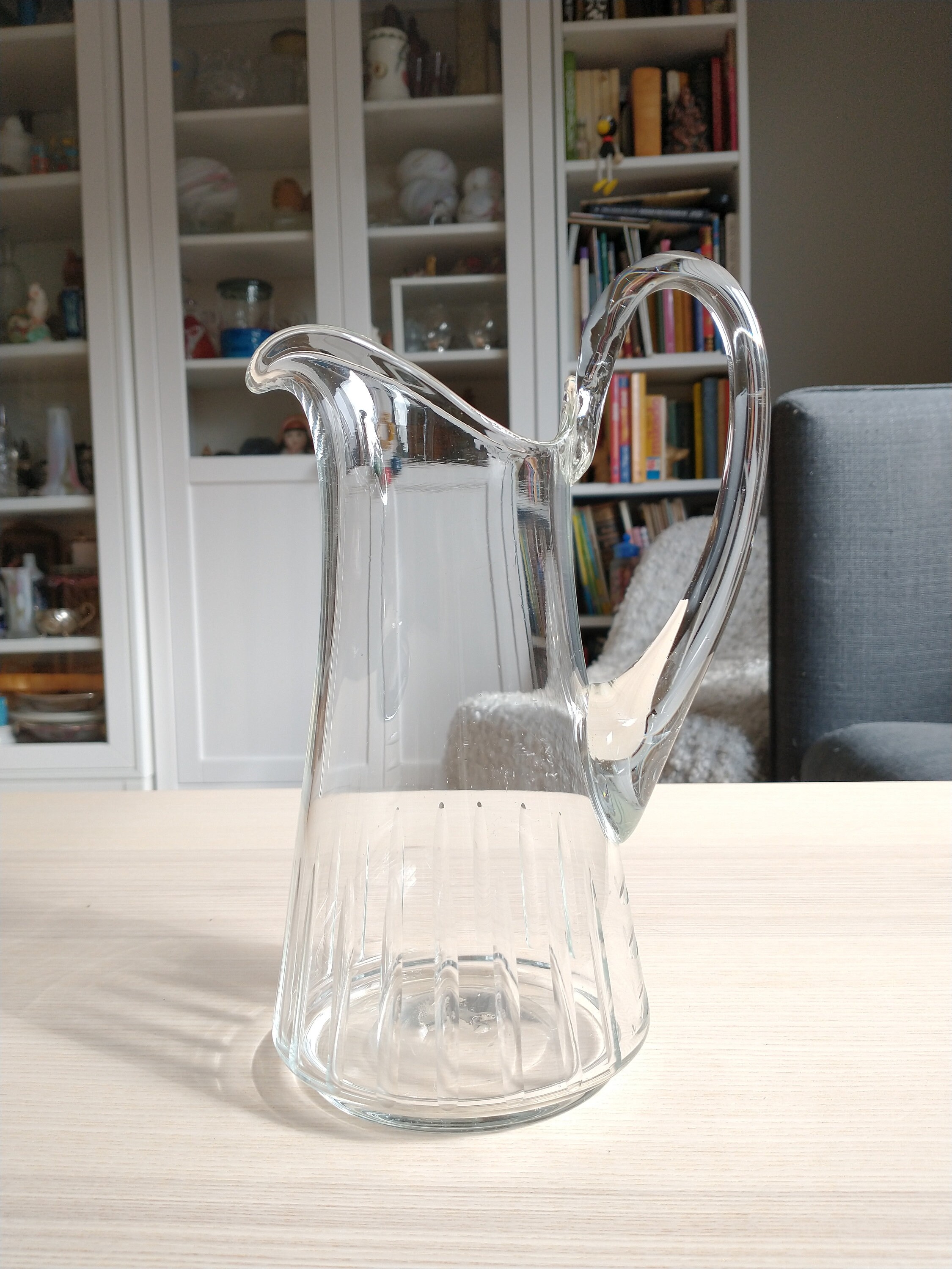 pareja de antiguas jarras de agua cristal talla - Compra venta en