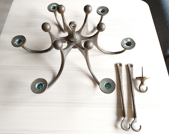 Harjes Metalkunst, Brutalist, Bronze Casting Candlestick Holder, Ceiling Candle Holder, Chandelier