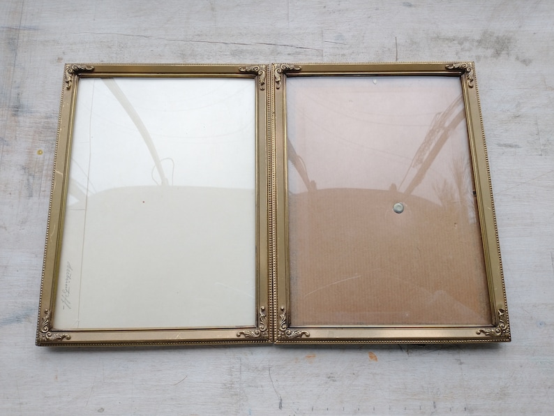 Pair Antique Bronze Frames Table Top Wall Decor Etsy