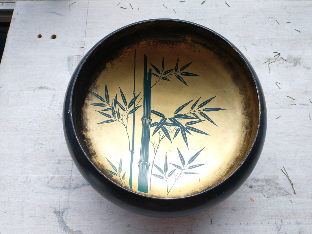 Grand Bol En Laque Du Japon, Bambous, Noir et Or, Décor - Etsy France