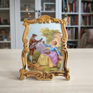 Limoges Porcelain / French Vintage Fragonard Miniature Picture / Desktop