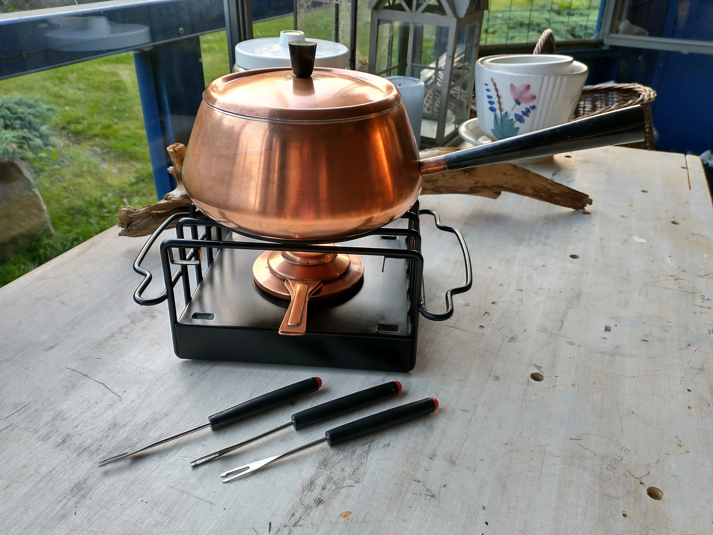 銅鍋　フランス製　ソトゥーズ　セット売り Spring Switzerland, Culinox Copper Fondue Set - Etsy