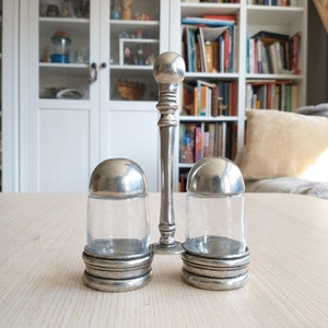 Élégant ensemble de sel et poivre en étain / service à manger / cadeau de mariage