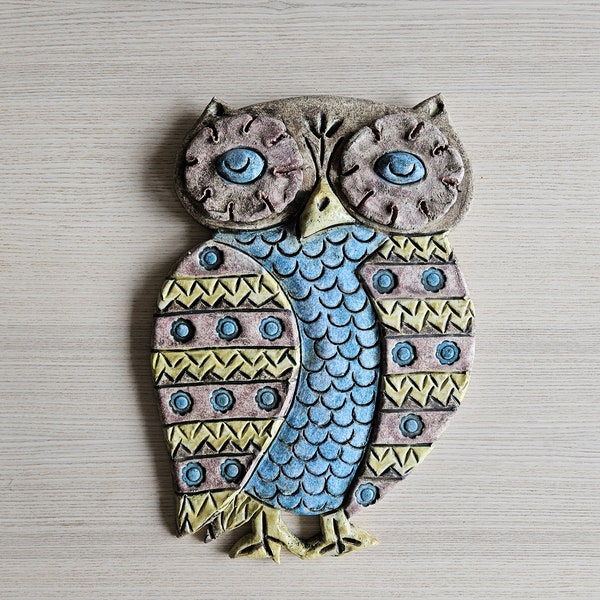 M Perret St. Paul French Ceramic Owl/Wall Hanging/Pottery Art