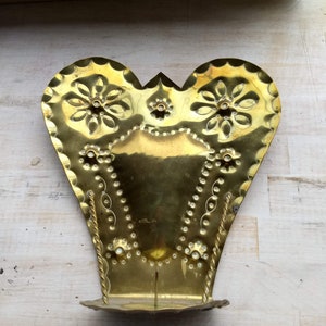 Scandinavian Antique Brass Candle Sconce, Wall Decor, Ornament