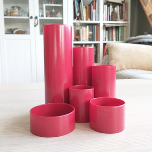 Space Age Red Plastic Desk Organizer, Tubes , Mid-century