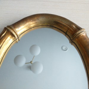 Faux Bamboo Wall Mirror / Art Deco / Gold Gilt / Antique Ornament