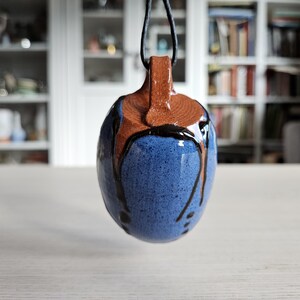 Small Scandinavian Pottery Spoon/Blue and Brown/Gift