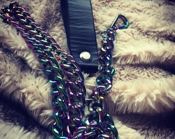 Leather and chain rainbow rainbow series BDSM leash