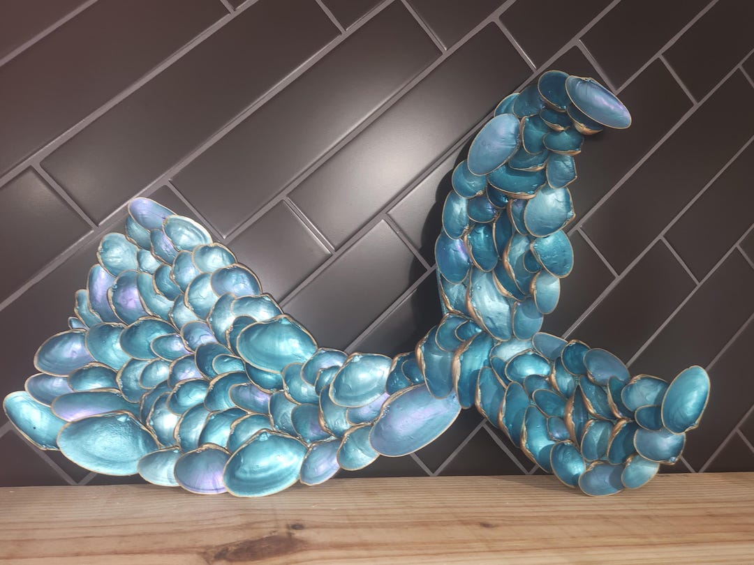 Mermaid Tail. Shell Art. Tropical. Beach Decor. Coastal Decor. Fishtail ...