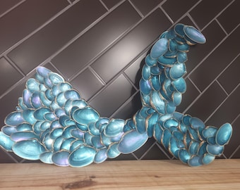 Mermaid Tail. Shell art. Tropical. Beach decor. Coastal decor. Fishtail.