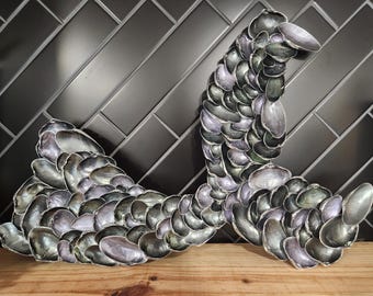 Mermaid Tail. Shell art. Tropical. Beach decor. Coastal decor. Fishtail.