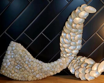 Mermaid Tail. Shell art. Tropical. Beach decor. Coastal decor. Fishtail.