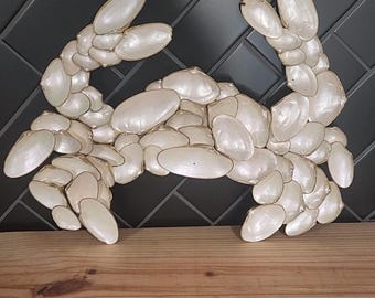 Crab. Handmade Shell Art. Unique Gulf-Inspired Decor. Beach Decor. Coastal Decor.