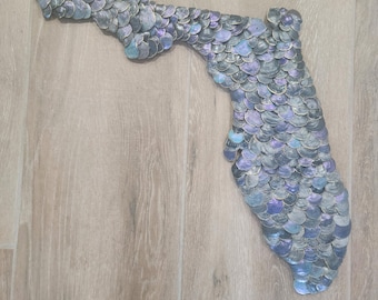 Florida Silhouette. Handmade Shell Art. Unique Ocean-Inspired Decor. Gulf-inspired Decor. Beach Decor. Coastal decor.