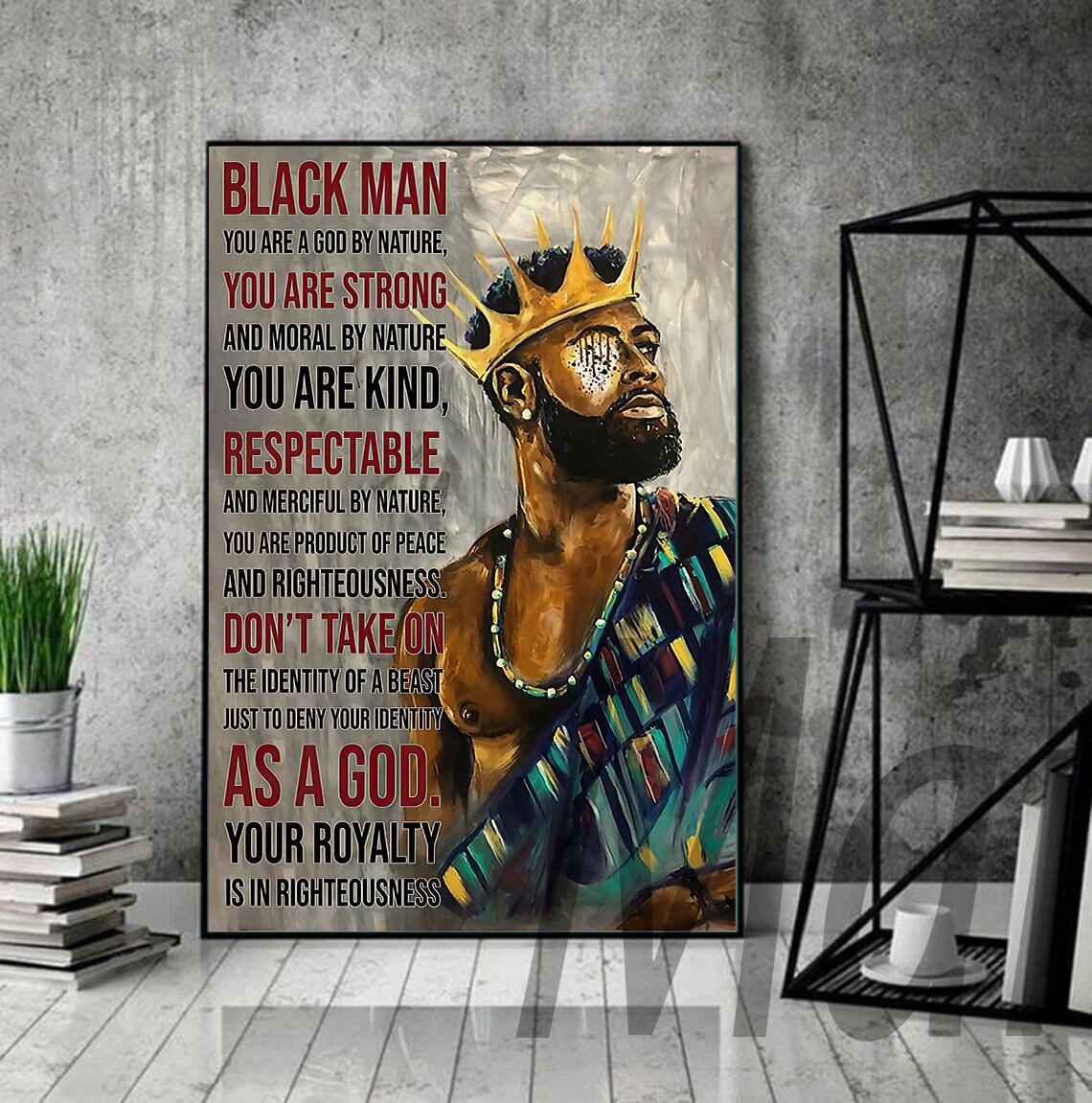 African American Men Portrait Poster Afro King Portrait Poster Black Pride Poster NGbm3 Afro King Praying Poster Black Men Poster