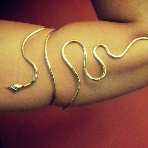 Arm Cuff Goldplated Single Snake Precious Stones Etsy