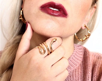 Snake ring, serpent ring,gold snake ring,classic Ellina&#39;s Treasures &#39;&#39; Ofis &#39;&#39; handmade BRASS metal gold-plated 18K