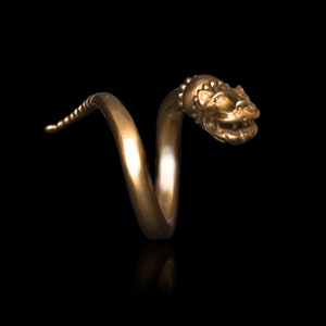 Lion Ring gold plated, Ancient Greek Lion Head ring,Brass metal Ancient Greek Art, Lion head ring in brass metal with gold finish 18K