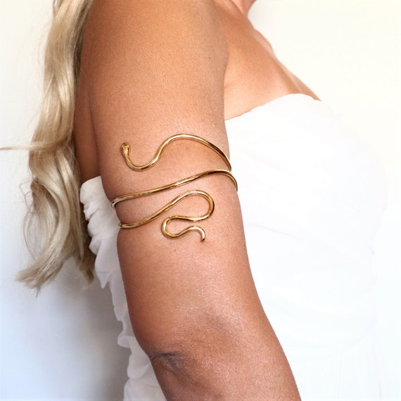 Vintage Italian 18k Gold Snake Arm Cuff Bracelet
