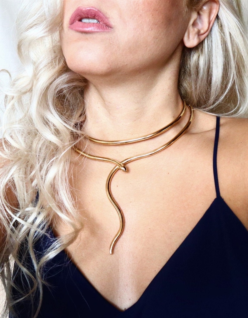 Double Coiled Snake Necklace '' Ofis '' Etsy