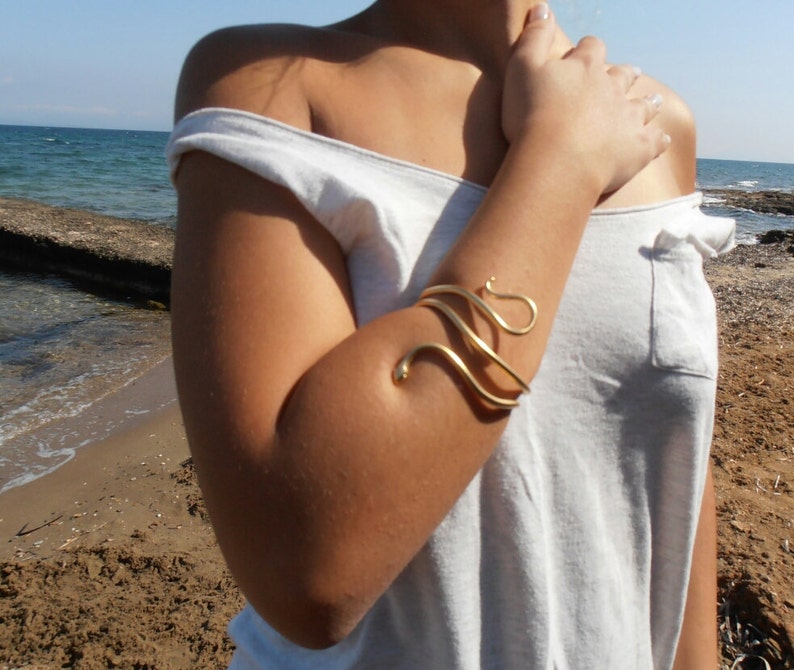 Single Snake Bracelet /'/'\u00d3fis/'/' Gold Cuff Minimal Gold Bracelet Handmade BRASS metal gold plated jewel
